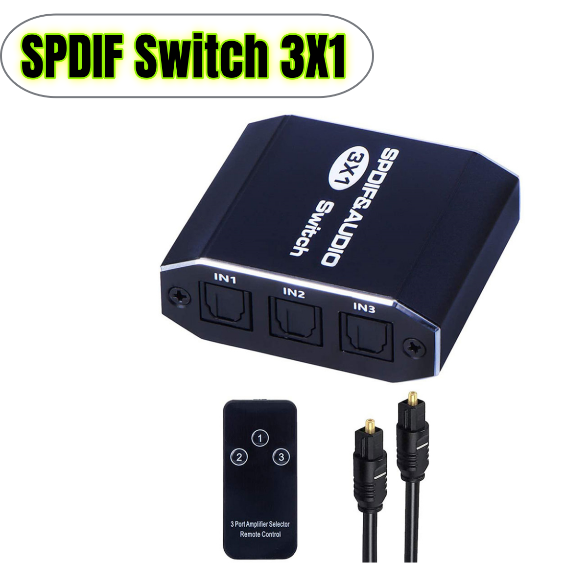 Répartiteur Audio à Fiber optique numérique SPDIF Toslink 1 en 3 sorties 1x3 avec câble optique pour Dolby Digital DTS 5.1 PCM LPCM: OR