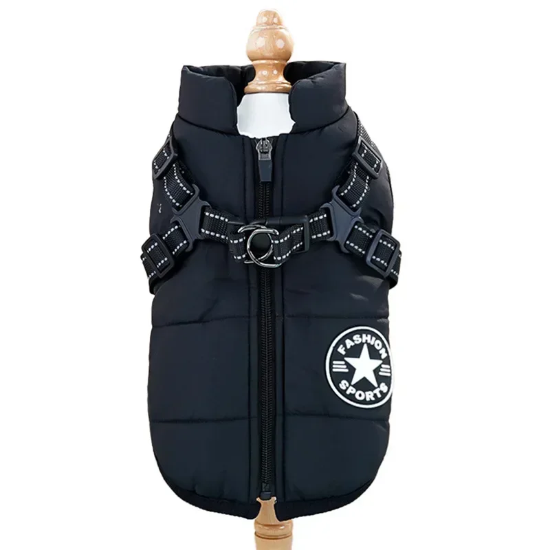 Hundrock med Sele - Vinter Vattentät Jacka med Dragkedja och Reflex - Liten, Mellan, Stor: 4xl / Vit