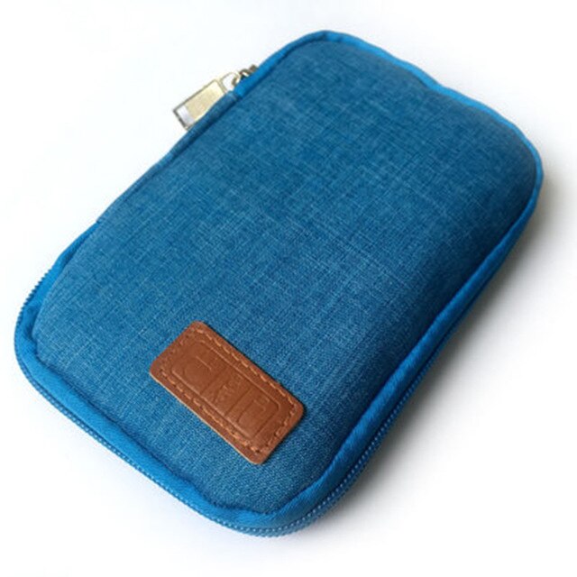 Mobile Phone Case Digital Gadget Device USB Cable Data Cable Organizer Travel Inserted Bag Storage Bag Travel Kit: Blue