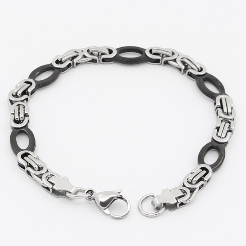 Klassieke titanium stalen zwarte ovale byzantijnse armband voor heren punk sieraden heren armbanden bangles pulsera