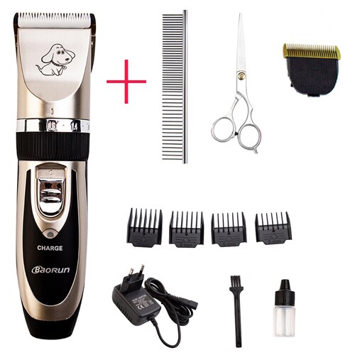 Rechargeable Pet Cat Dog Hair Trimmer Grooming Kit Horse Electrical Clipper Shaver Set Haircut Machine: EU with full kit