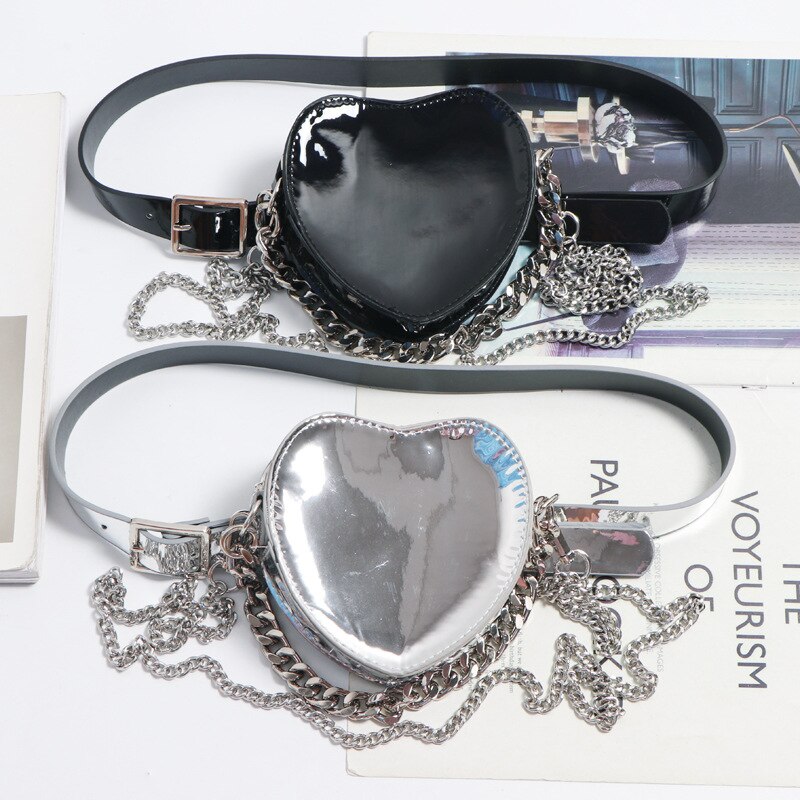 DAEYOTEN-riñonera plateada con forma de corazón para mujer, bolso de cintura de talla grande, ZM1193