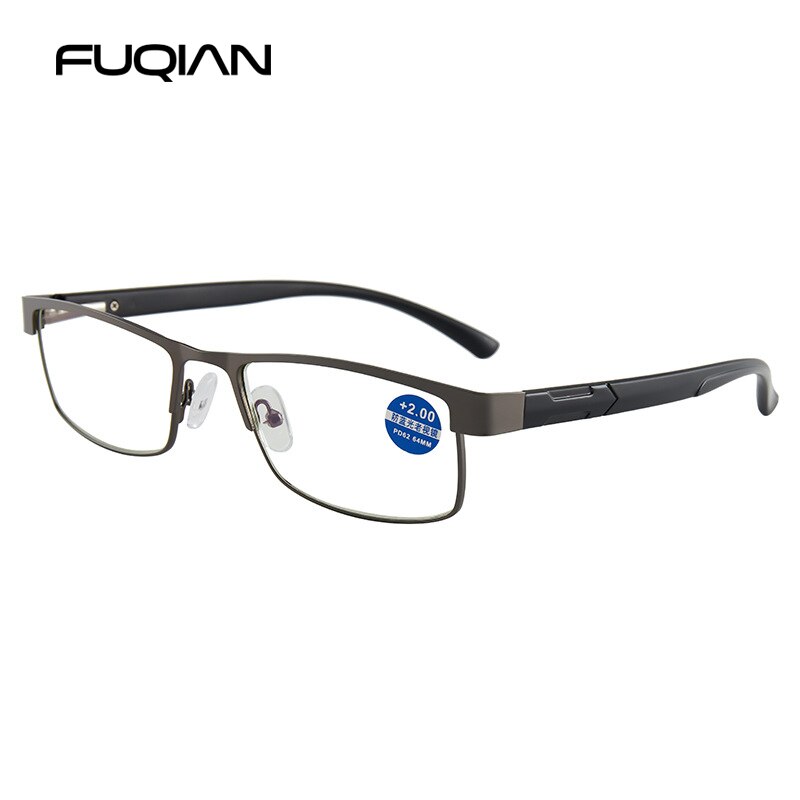 Gafas de lectura de acero inoxidable para hombre, gafas para presbicia de negocios, gafas antiluz azul + 1,0 1,5 2,0 2,5 3 3,5 4,0
