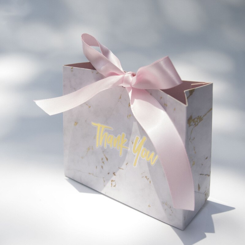 20 stk tak bryllupsgaver slik æske papirpose fødselsdagsfest dekoration forsyninger baby shower chokolade æsker emballage: Lyserød