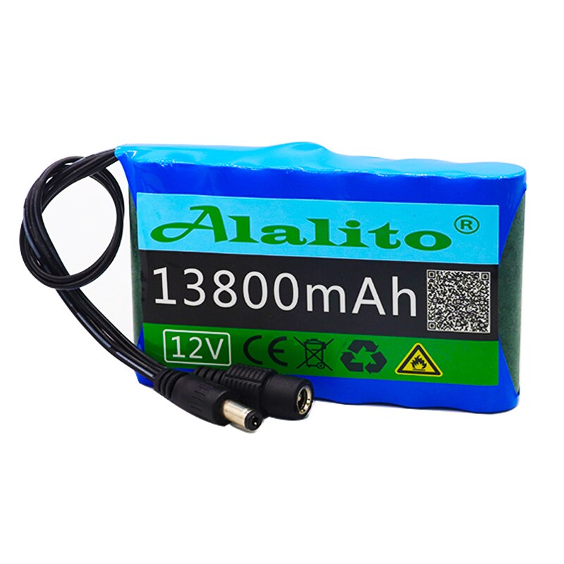 Alalito Portable Super 12V 13800mah battery Rechargeable Lithium Ion battery pack capacity DC 12.6v 13.8Ah CCTV Cam Monitor