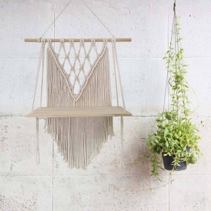Macrame Wall Hanging Shelf, Boho Style Handmade Macrame Wall Planters Hanging, Plant Stand, Plant Rack, Macrame Plant Stand, Tap