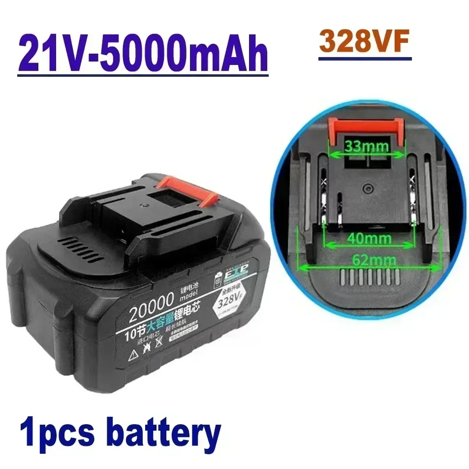 100 % neuer 21-V-Lithium-Ionen-Akku für Elektrowerkzeuge, 228 VF, 328 VF, 528 VF-A, 528 VF-B, EU-Stecker: Blau