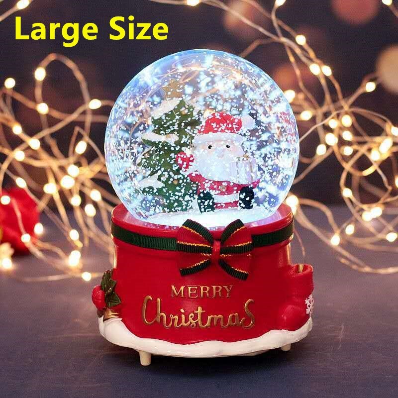 Christmas Snow Globe Music Box Light Snowflakes Santa Claus Crystal Ball for Thanksgiving Birthday Year Christmas Decor: Santa Claus Large