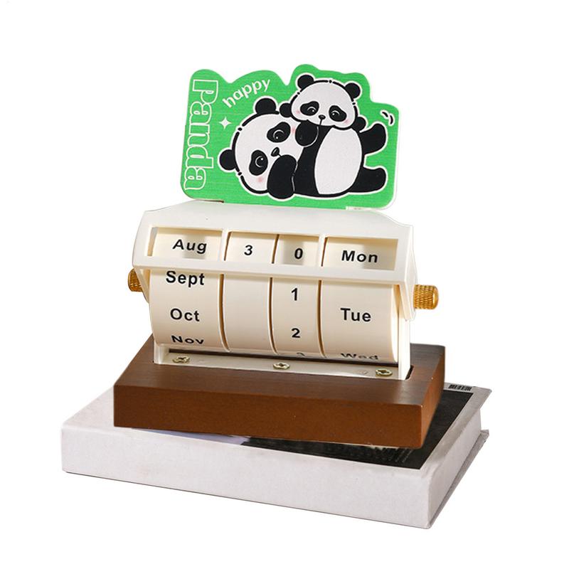 Rotary Perpetual Calendar Wood Decor Tabletop Capybara Calendar Wheeling Calendar Month Week Day Date Display For Home Office