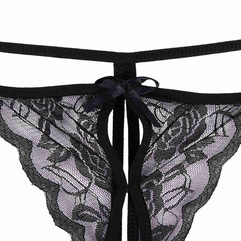 Svettebånd undertøy for kvinner med stropp busty sexy gjennomsiktig truse (svart)
