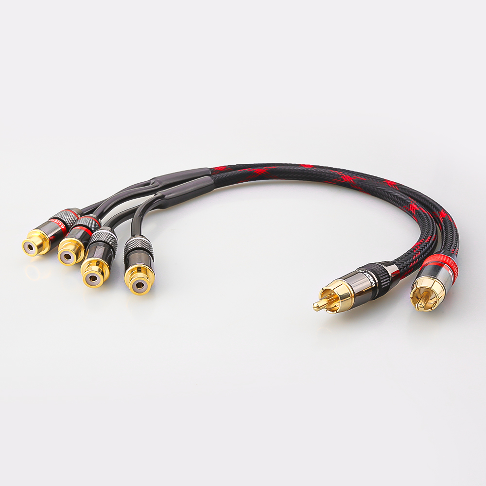 Câble Audio séparateur HiFi Y RCA mâle à 2 prises femelles, adaptateurs de connecteur RCA, cordon métallique pour amplificateur