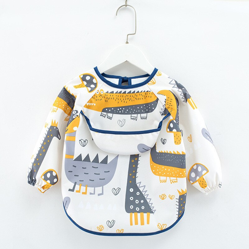 Bavoir imperméable à motif mignon de dessin animé pour bébé,vêtement avec poche pour le repas, tablier de peinture à manches longues pour enfant, lange pour le rôt, accessoire infantile pour manger,: 3Animal