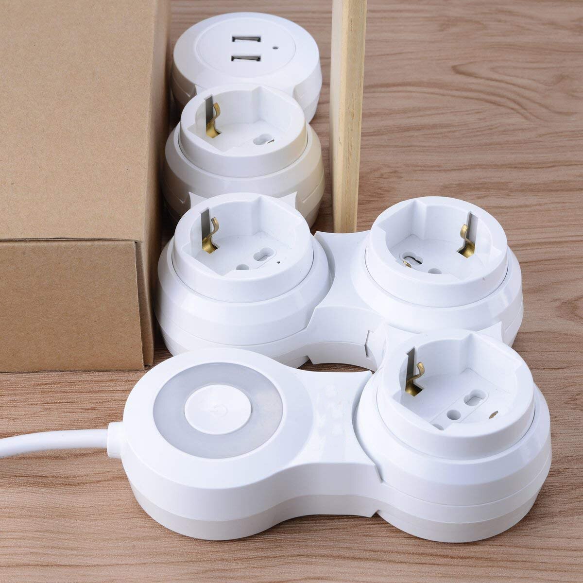 Travel Power Strip Meerdere 4 Eu Outlets Stopcontact Met Usb Switch Functie 2 Poorten 2500 W/10A 1.8 M Verlengsnoer