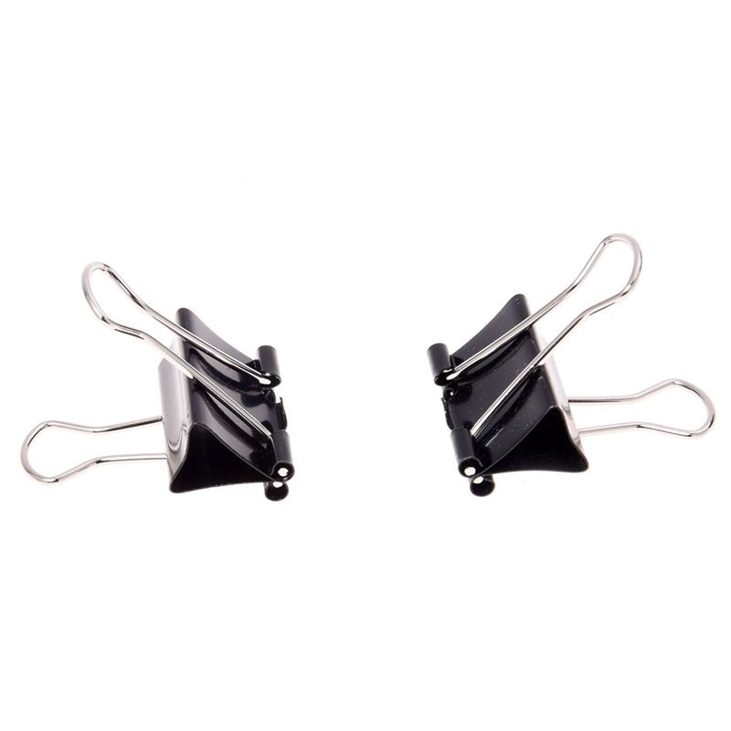 12 Pcs Office Files Documents Metal Black Binder Clips 25mm Width