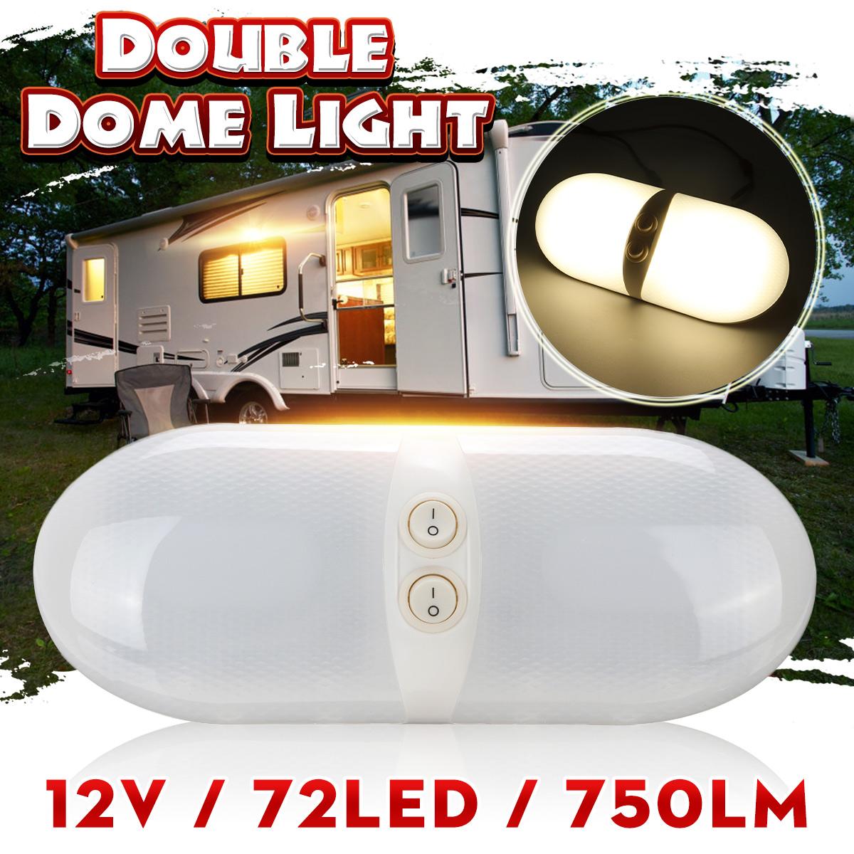 12 V 72LED RV Plafond Lichtkoepel met Schakelaar Dubbele Dome Interieur Vervanging Verlichting voor RV Trailer Camper Camper Boot