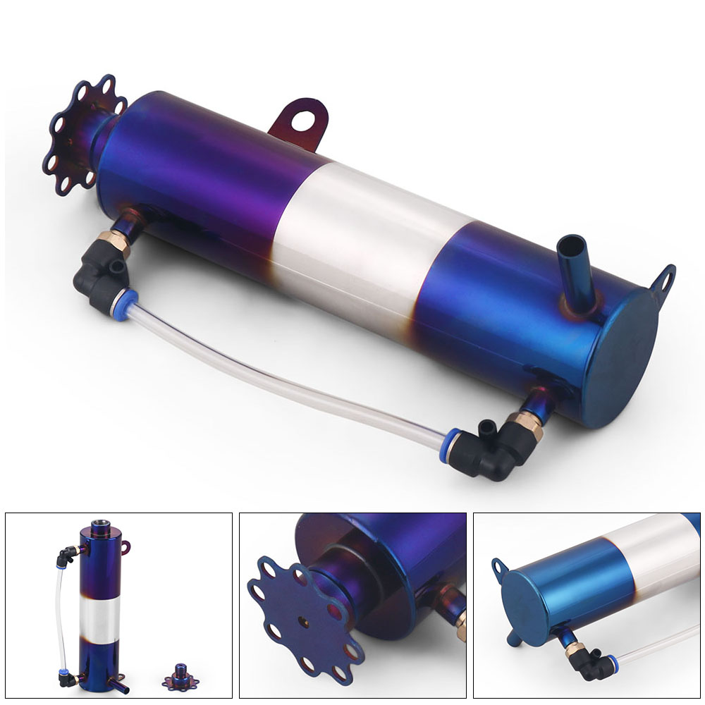 Radiador cilíndrico universal 400ml, refrigeração de líquido refrigerante, tanque de captura de alumínio azul queimado, reservatório de transbordamento