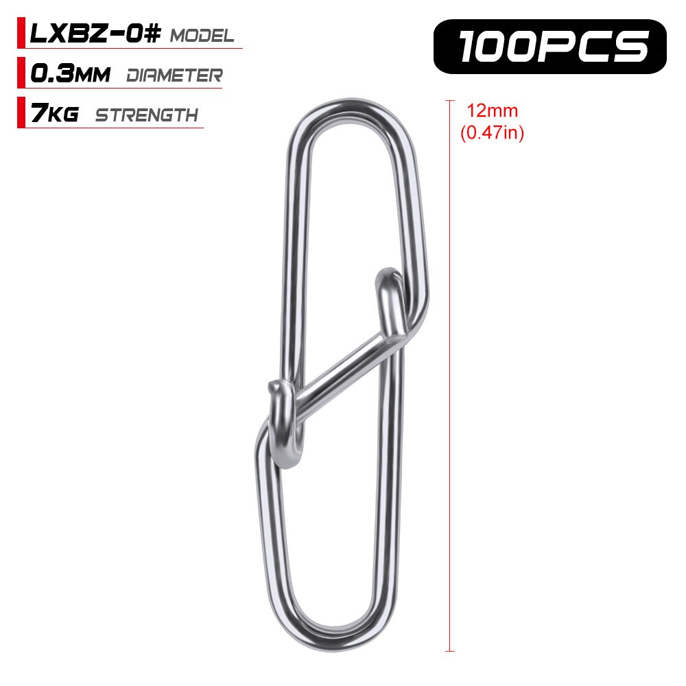 100pcs Barrel Fishing Swivel Safety Snap 12mm-28.5mm Diamond Snap Swivel Snap 0#-6# Fishing Swivels Fishing Tackle: LXBZ 0