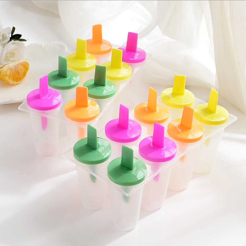 Moule À Glace En Silicone, 8 Cellules Moule À Crème Glacée Avec 100 Bâtonnets Et 2 Couvercles