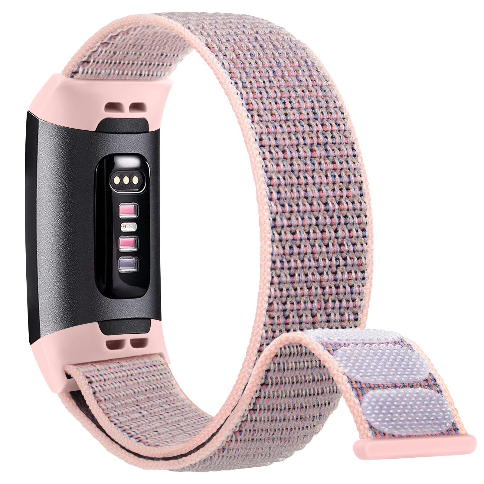 Nylon-Uhrenarmband für Fitbit Charge 6 4 5 3 SE Band Sportarmband Schlaufenarmbänder Armband für Fitbit Charge 5 3 4 3 SE Correa: S / Blue pink