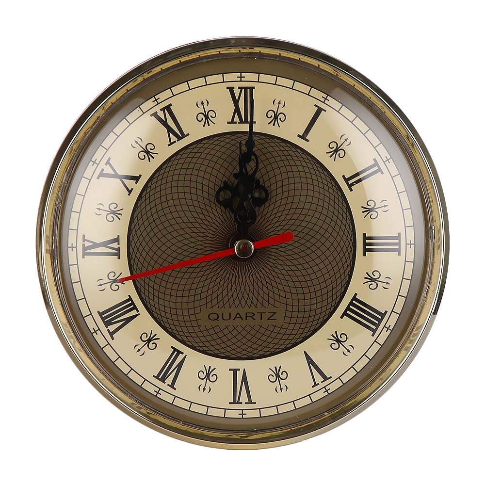 Classic Mute 2-1/2" (65mm) Clock Clock Quartz Mechanism Movement Insert Roman Numeral White Face Gold Trim Practical DIY Parts