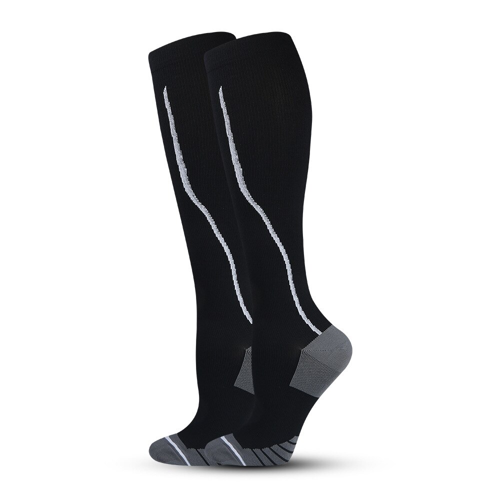 Sport Compressione Calze E Autoreggenti Mens Traspirante Elastico Vitello Protezione Calzini E Calzettoni per Allenamento di Fitness Esercizio di Attività Al Ginocchio-Alta: A / L/XL