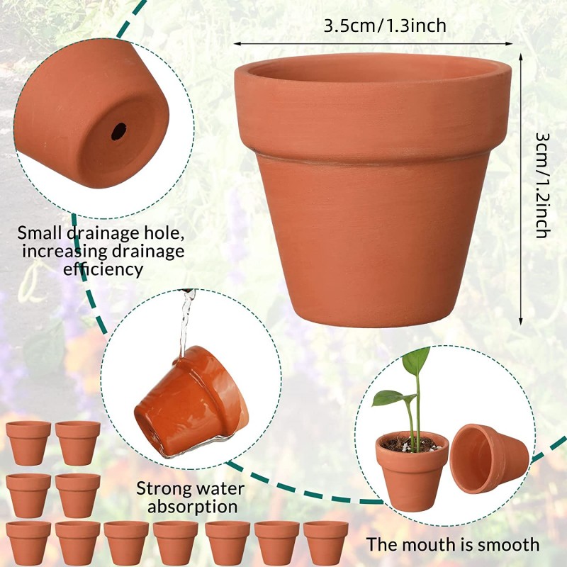 60 uds Mini maceta de terracota de 1,8 ", macetero de cerámica de arcilla, macetas de terracota para vivero de flores de Cactus, con orificio de drenaje, recuerdo de boda