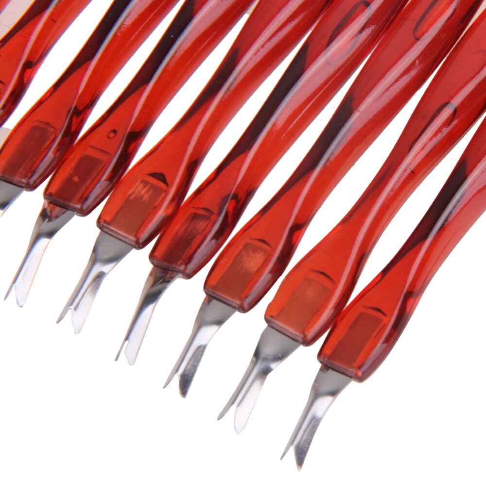 10Pcs Nail Cuticle Pusher Stainless Steel Head V-shaped blade Cuticle Trimmer Pusher Remover Manicure Pedicure Care Nail Tools