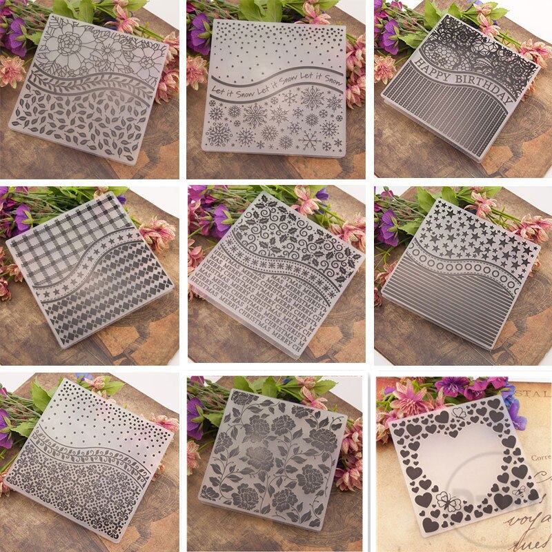 (28 Style can Choose) Square Embossing Folders for Scrapbooking Paper Album Cards Making Supplies 3D Plastic Cutting Dies Crafts
