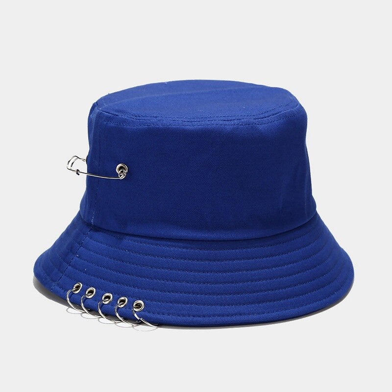 Sombrero de pescador de cinco anillos para hombre y mujer, gorra de pescador de Hip Hop, sombrero de sol de playa, Bob, Rap, Sombrero de Panamá informal para adultos: blue