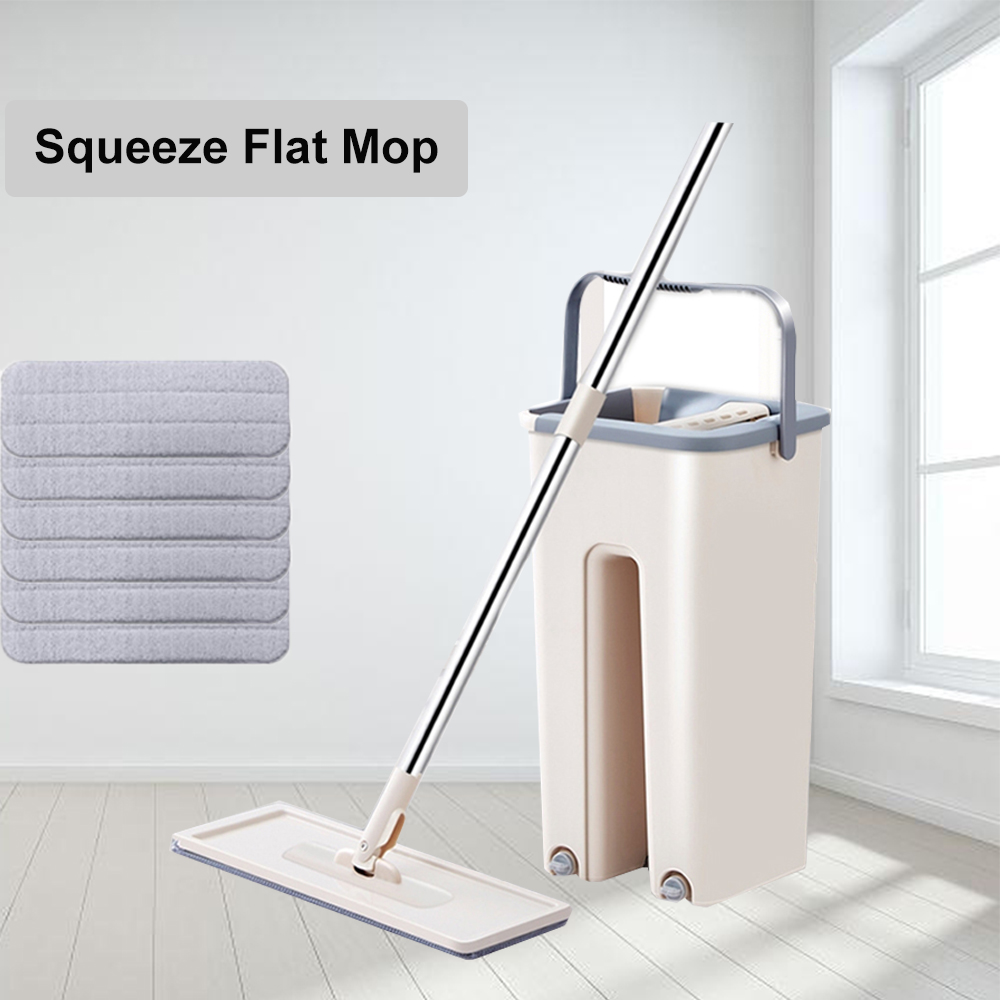 Serpillière et seau essoreur, lavage facile, rotation à 360 degrés, mains libres, nettoyage magique, rotation automatique, chiffons en microfibre