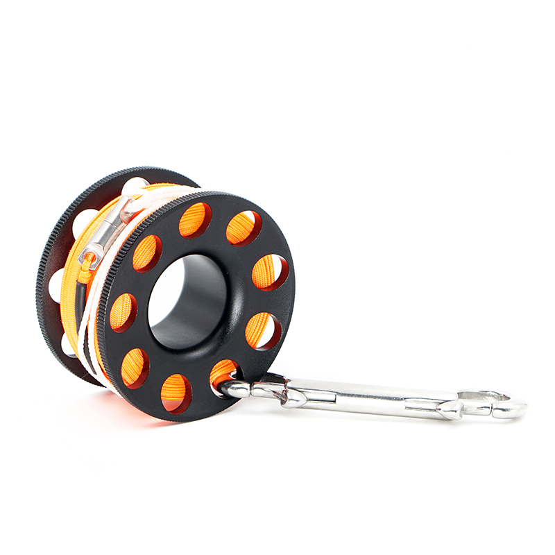 Dykking spole fingersnelle aluminium med flat line snap bolt 15m 30m for undervanns grottedykk eller fiske: 30m sorte eller