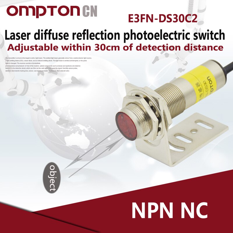 E3FN-DS30C2 NPN NCInfrared diffuse reflection photoelectric switch Detection distanc 0-30cm (adjustable detection range 10-40cm)