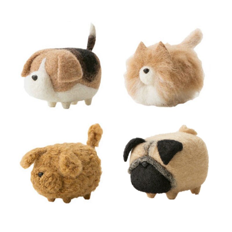 DIY artesanía de lana de fieltro sin cara perro Shiba Corgi Teddy Doll Material paquete hecho a mano costura tela artesanal juguete aguja fieltro gato