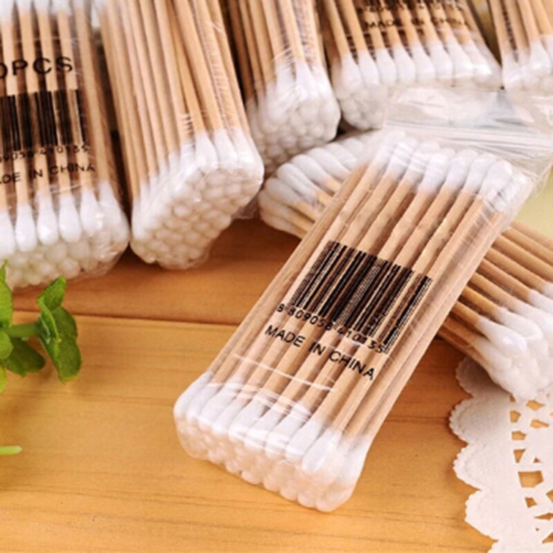 1Bag Dubbele Hoofd Wattenstaafje Baby Care Cleaning Up Remover Tip Hout Gereedschap Outdoor Emergency Medische Wondverzorging Dressing