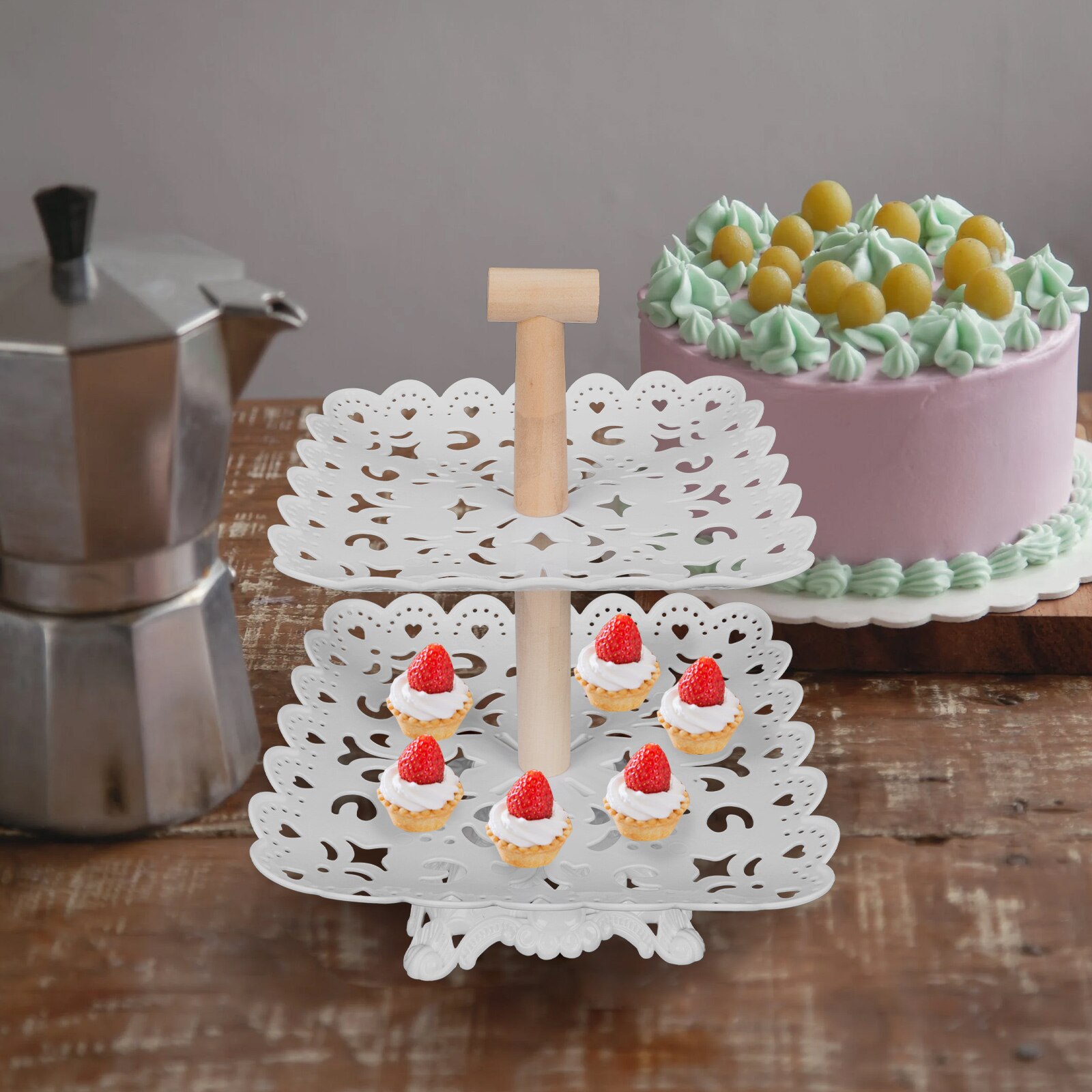 1 Set Multi-layer Wedding Cake Stand Plastic Cake Display Stand Multi-layer Stand