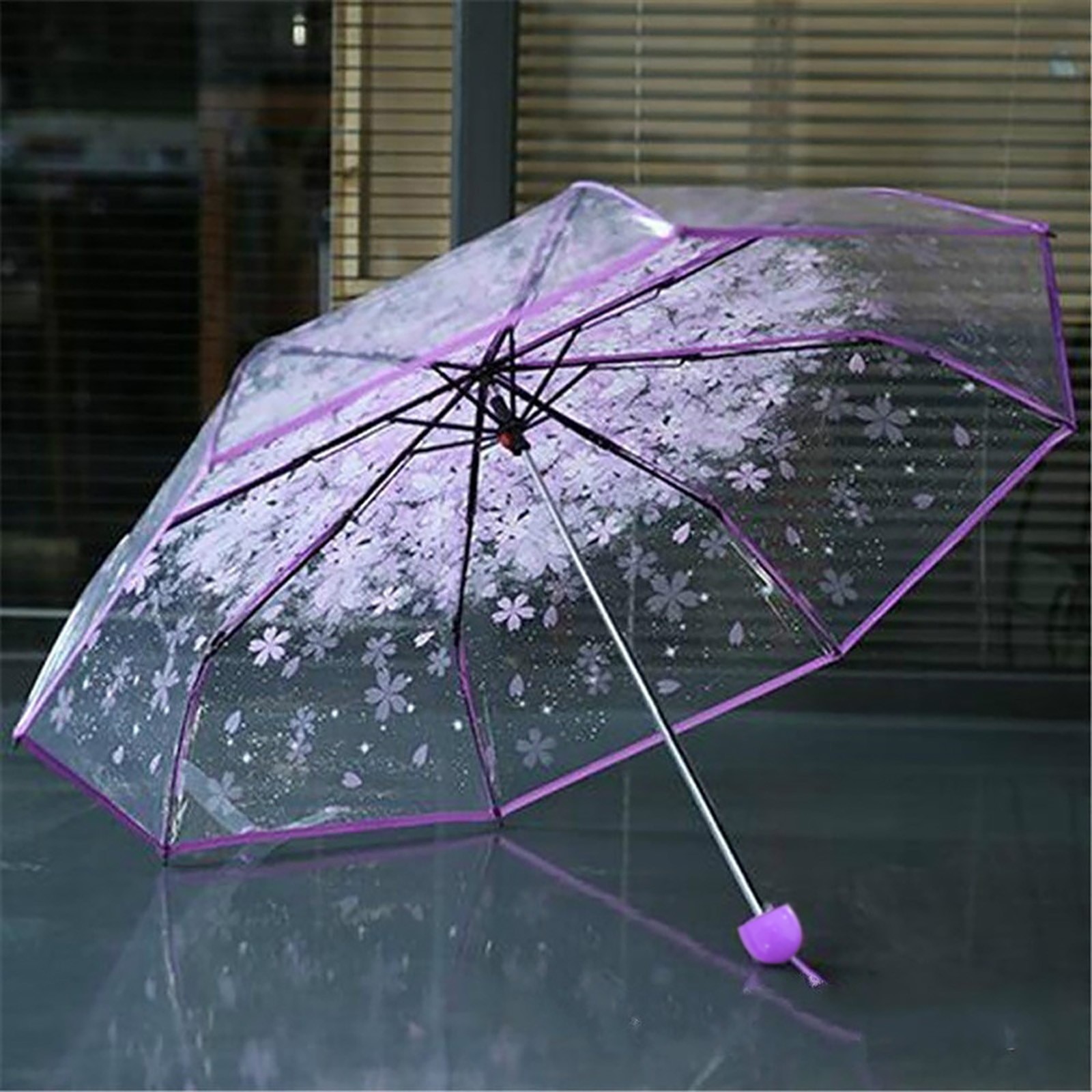 Transparent Clear Umbrella Cherry Blossom Mushroom Apollo Sakura 3 Fold Umbrella Protection Umbrella Kids Umbrella Tdh