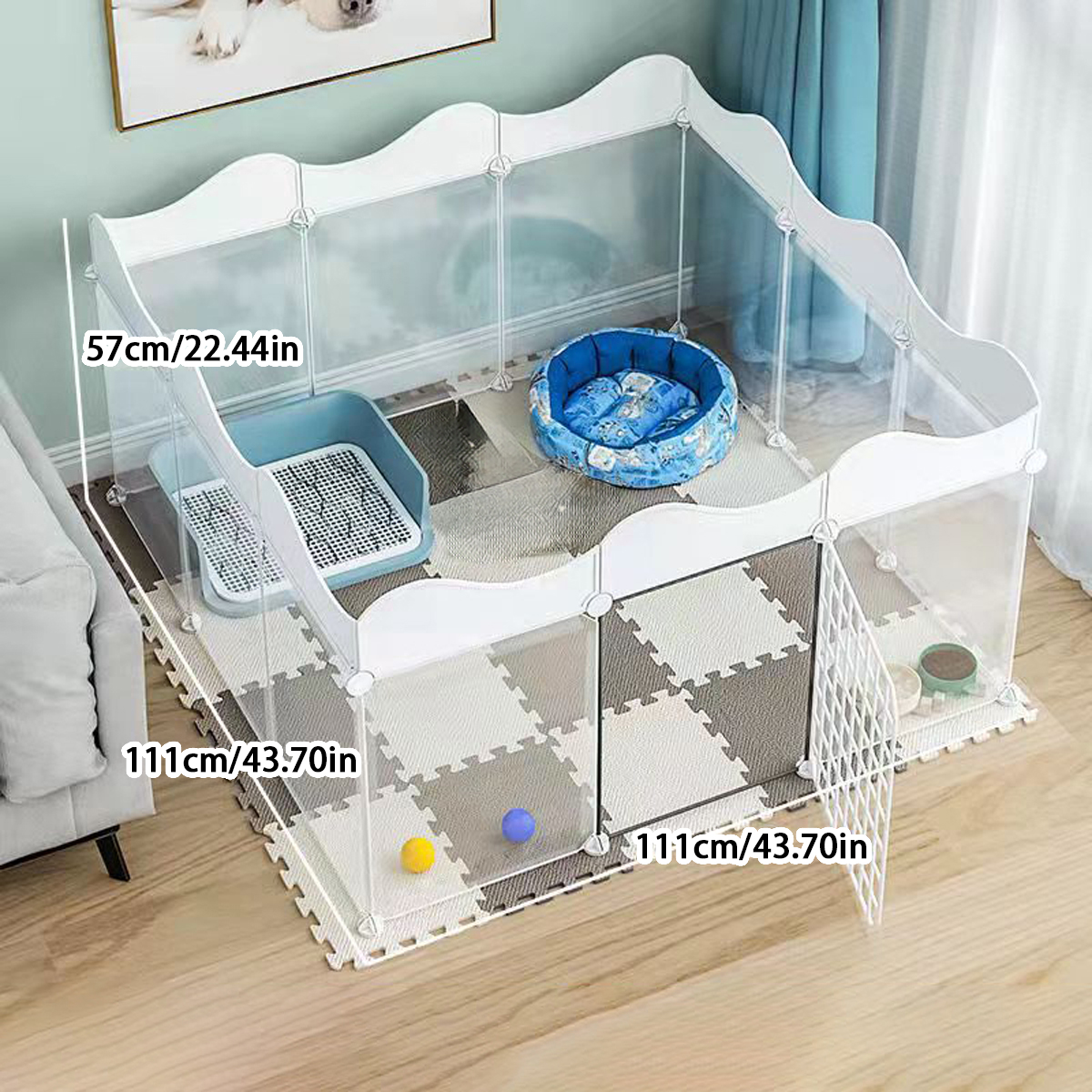 Dog Fence Indoor Household Small Size Dogs Fence Teddy Rabbit Pet Isolation Door Guardrail Cat Cage Anti-Jailbreak: green