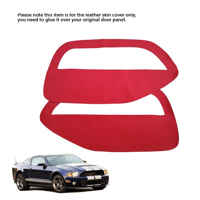 1 paar inlegkaarten voor het voordeurpaneel, lederen bekleding, rode onderdelen, geschikt voor ford mustang 2005