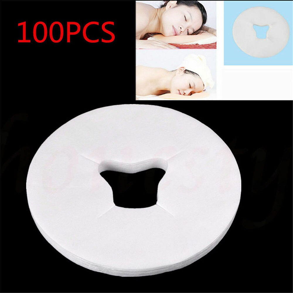 100Pcs Disposable Massage Bed Table Face Hole Cover Waterproof Non-Woven Fabric Sanitary Face Pad Towel