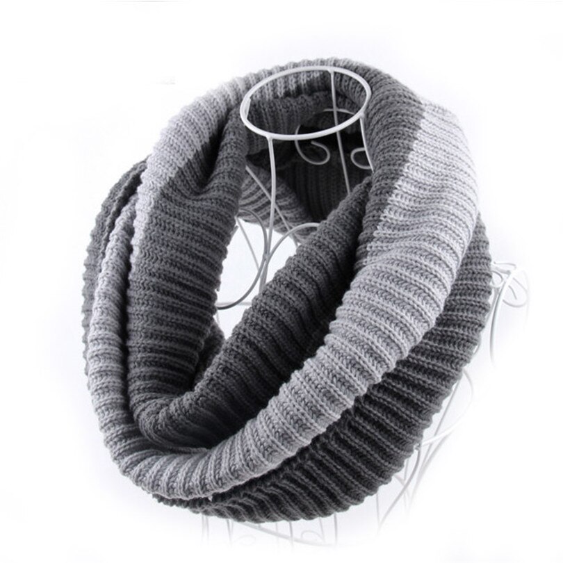 VISNXGI Winter Cable Ring Scarf Women Knitting Infinity Scarves Knitted Warm Neck Circle Scarf Bufandas Cuellos: W090 Dark light grey