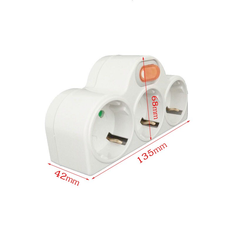 EU Standard Power Adapter Plug - 4.8mm DIN - 3 Outlets - 250V 10A - Travel Converter Socket