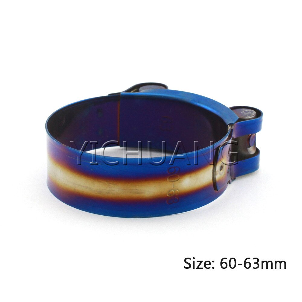 Universal Stainless Steel Hose Clamp Kit Adjustable Titanium Blue T Bolt Clamp 1 inch to 4.45 inch 26mm to 113mm: 60-63mm