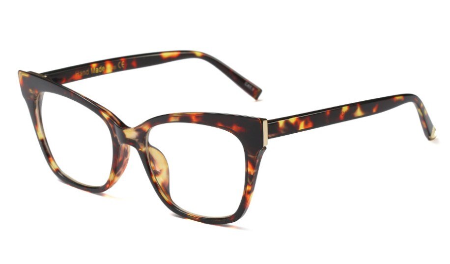45514 Cat Eye Glasses Frames For Women Brand Optical EyeGlasses UV400 Eyewear Computer Glasses: C6 leopard clear