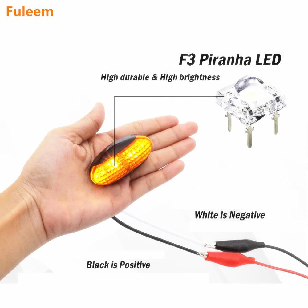 Fuleem – feu de gabarit latéral imperméable à 4 LED ambre 12V 24V, lampe de dégagement, pour camion et remorque, 10 pièces