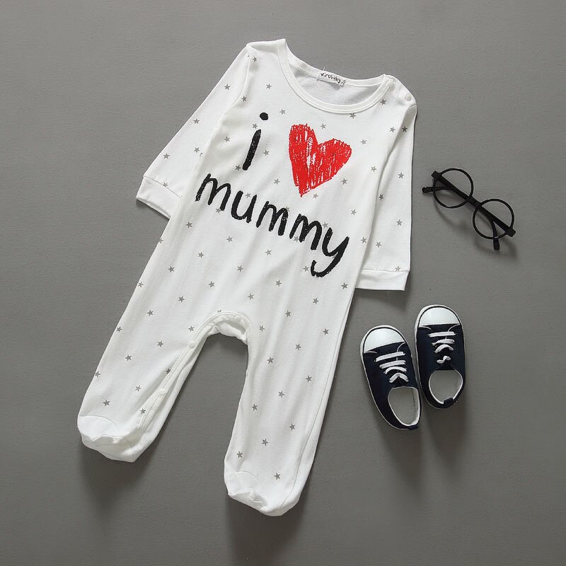 1 stuk Set Baby Footies Baby Meisje Kleding Jongen Jumpsuits Mama Papa Letters Sterren En Gestreepte Katoenen Kleding