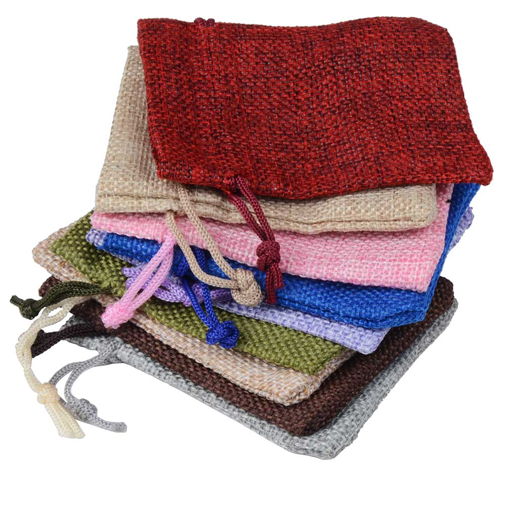 Sac en lin et lin 7x9 cm, 25 pièces, pochette à cordon emballage de bijoux, pochette de mariage