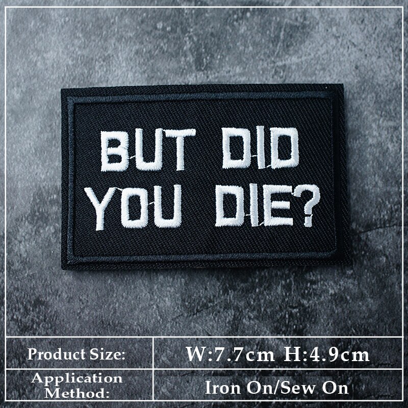 Black And White Text DIY Cloth Iron On Embroidered Badges Patches For Clothes Stickers Humorous Sentence