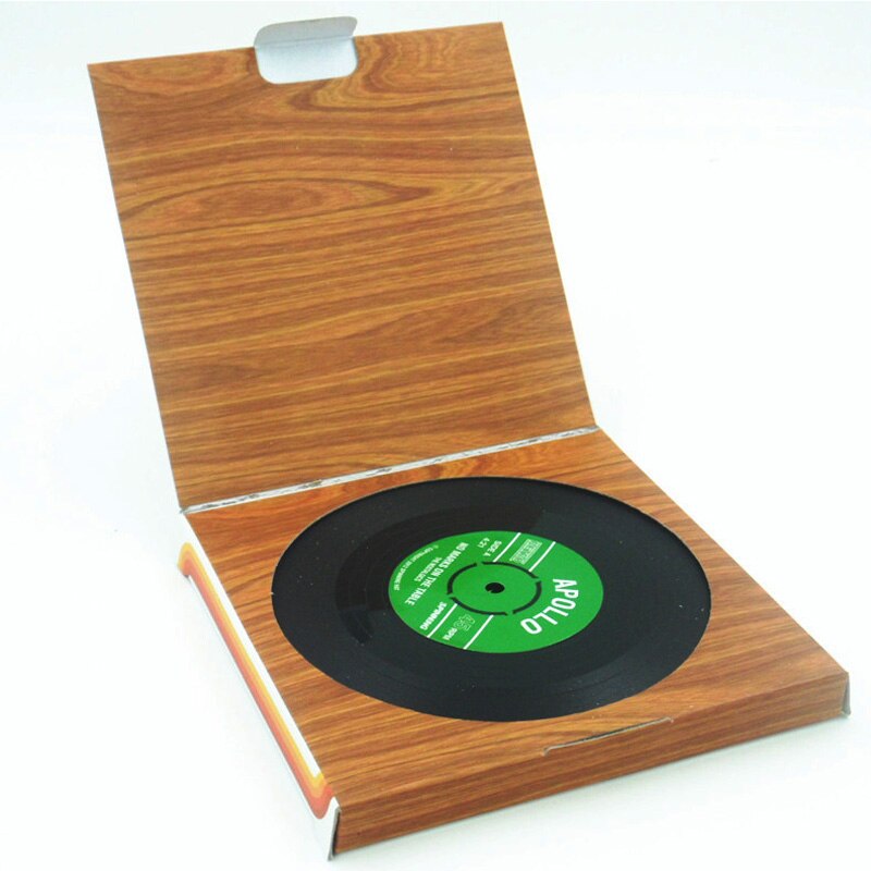 Useber 6 Pcs / Set Vinyl Round Disc Coaster Retro CD Shape Non-slip Insulation Tableware Mats Home Restaurant Bar Be Applicable
