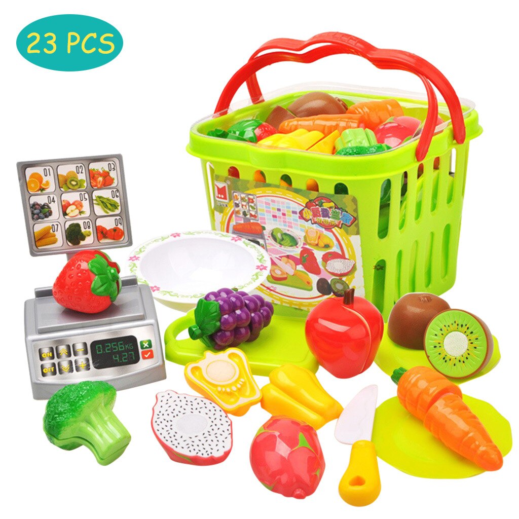 23Pcs Kinderen Speelhuis Speelgoed Set Plastic Voedsel Speelgoed Gesneden Fruit Groente Imitatie Keuken Speelgoed Baby Hersenen Ontwikkeling levert