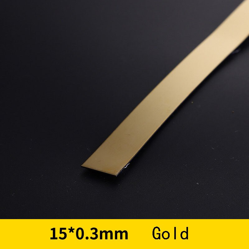 5 Meter Stainless Steel Flat Decorative Line Wall Sticker Titanium Gold Background Ceiling Edge Strip Self-adhesive For Home: 1.5cm Gold
